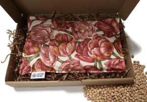 Termofor z pestek wiśni - duży - 20x30 NATURALNY Tulipany