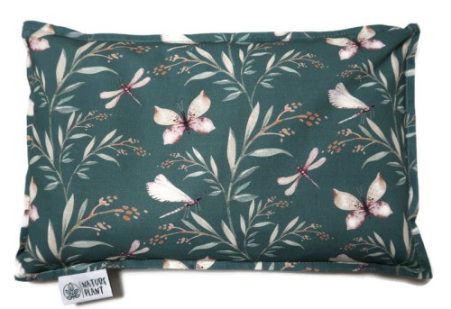 Termofor z pestek wiśni  20x30cm Zielone motyle